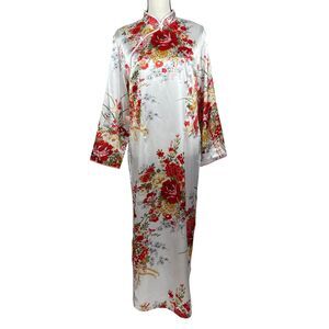 Laogudai Women's Satin Traditional Dress 4XL Floral Long Sleeve Cheongsam‑Style